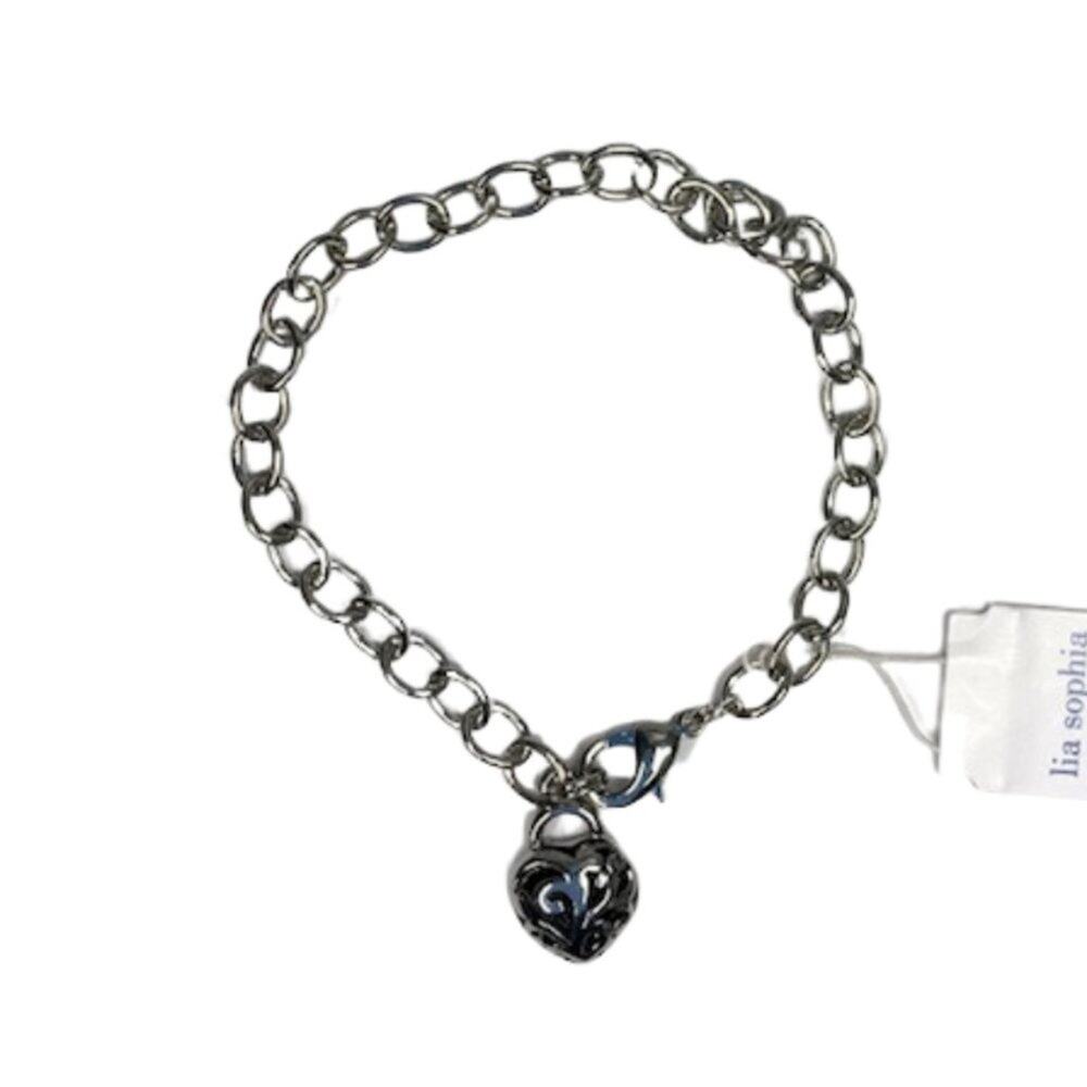 NEW Lia Sophia Silvertone Heart Bracelet